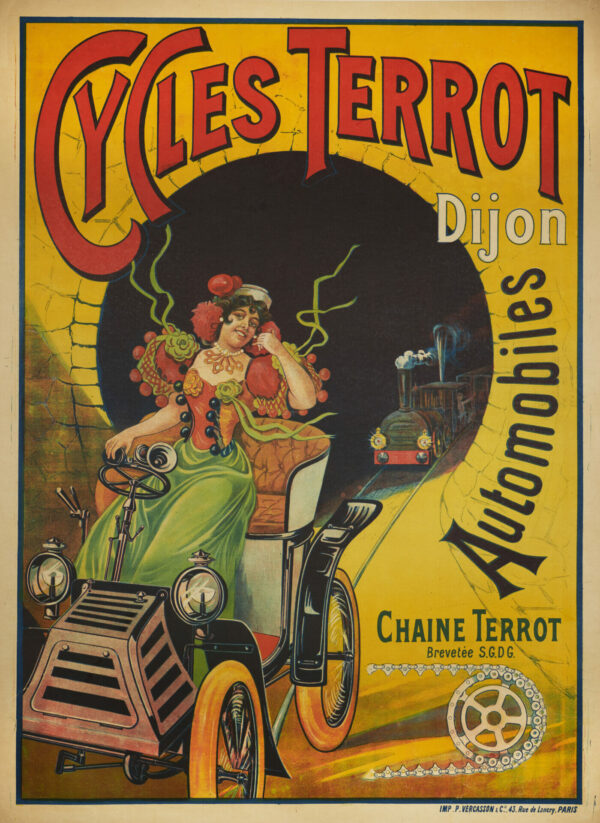 French Vintage Art Nouveau Auto/Bicycle Poster ‘Cycles Terrot / Automobiles’, 1901