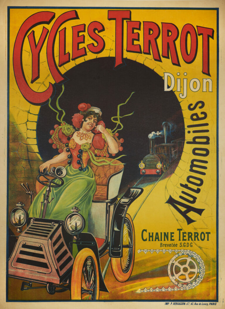 French Vintage Art Nouveau Auto/Bicycle Poster ‘Cycles Terrot / Automobiles’, 1901