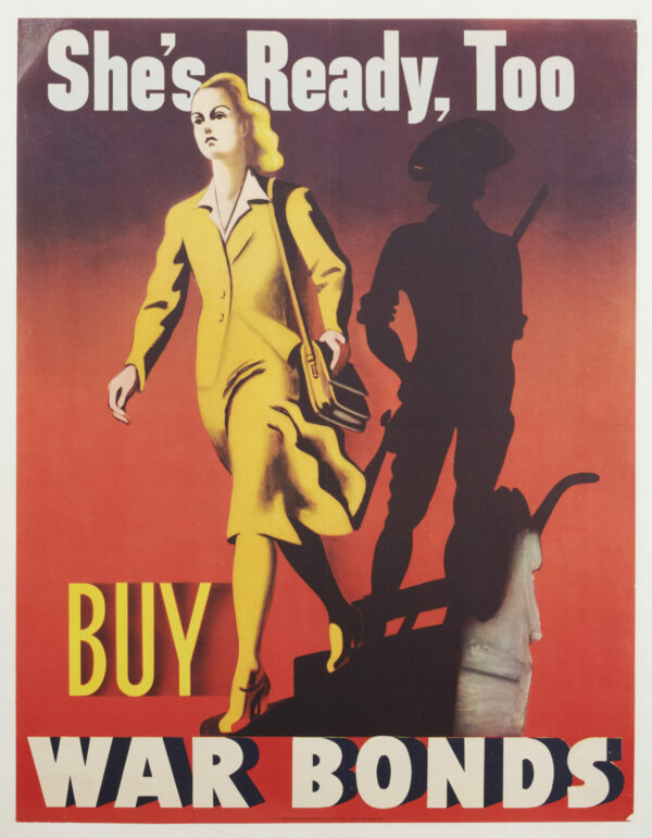 American WWII Bonds Poster ‘She’s Ready Too’, 1942