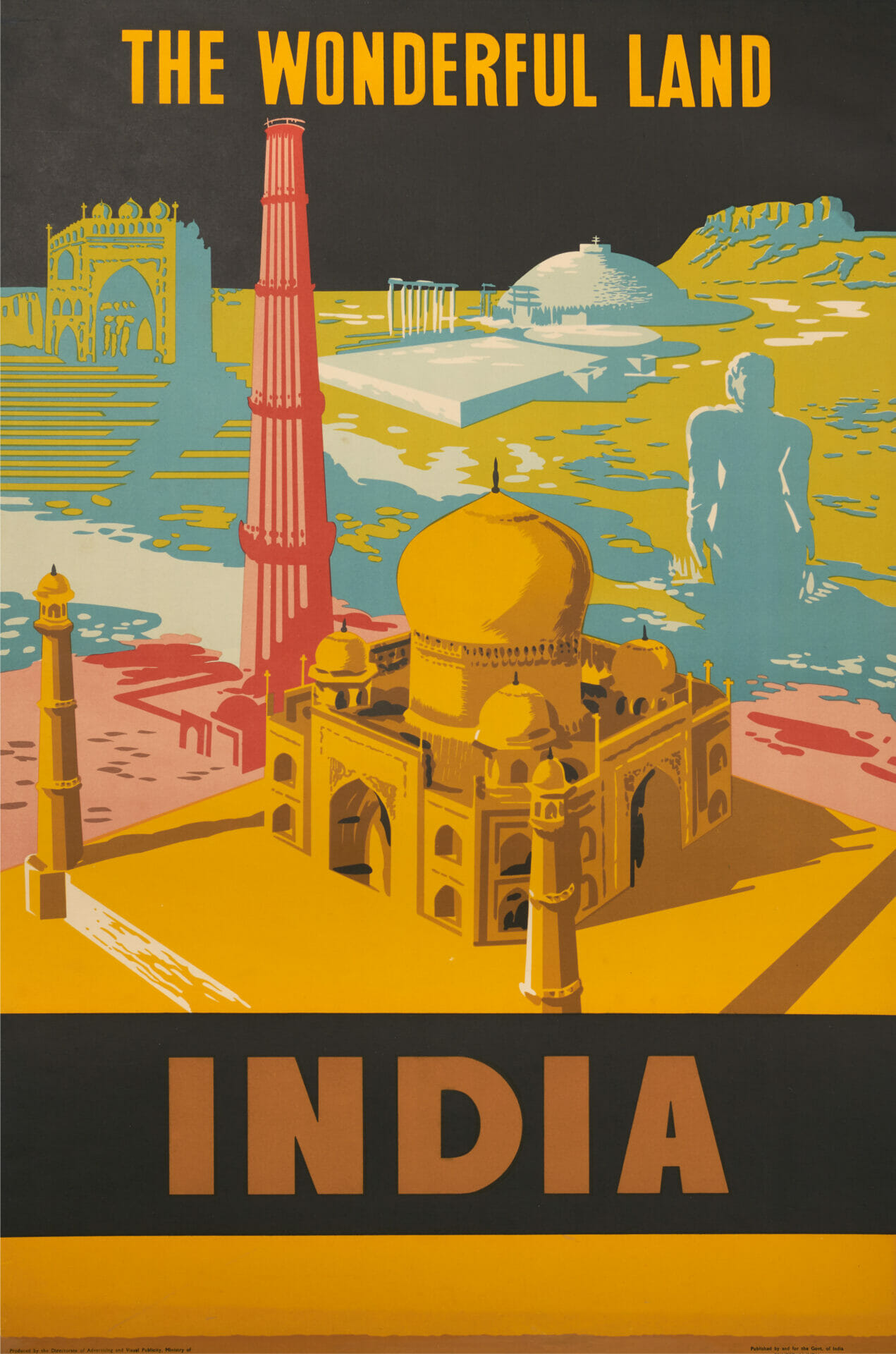 Indian Mid Century Vintage Travel Poster 'The Wonderful Land | India' c.1958