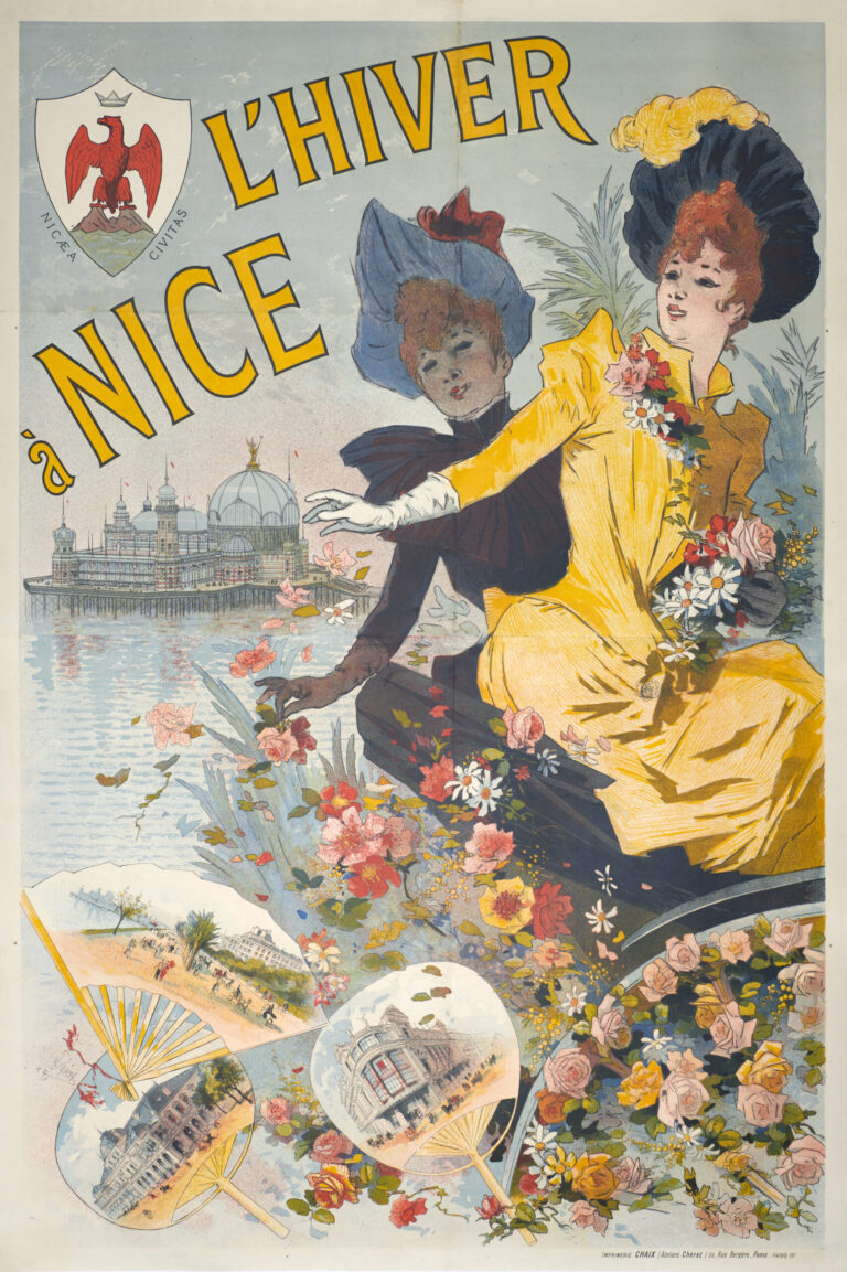 French Vintage Travel Poster to Nice ‘L’Hiver a Nice’ by Jules Cheret, 1890