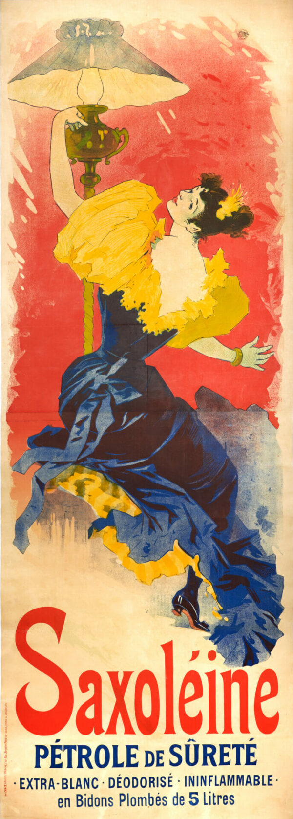 French Vintage Lamp Oil Poster for ‘Saxoleine’ by Cheret, 1894