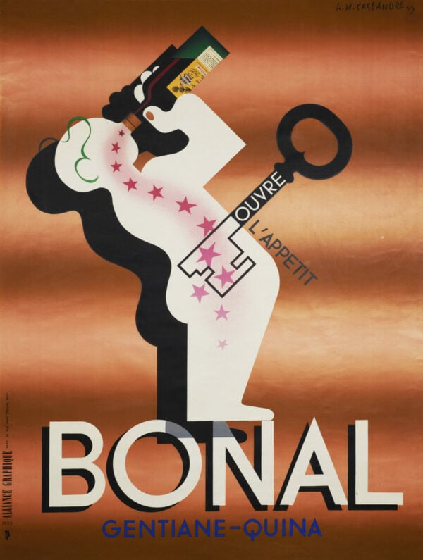 French Vintage Hard Liquor Poster for ‘Bonal’ by A.M. Cassandre, 1933