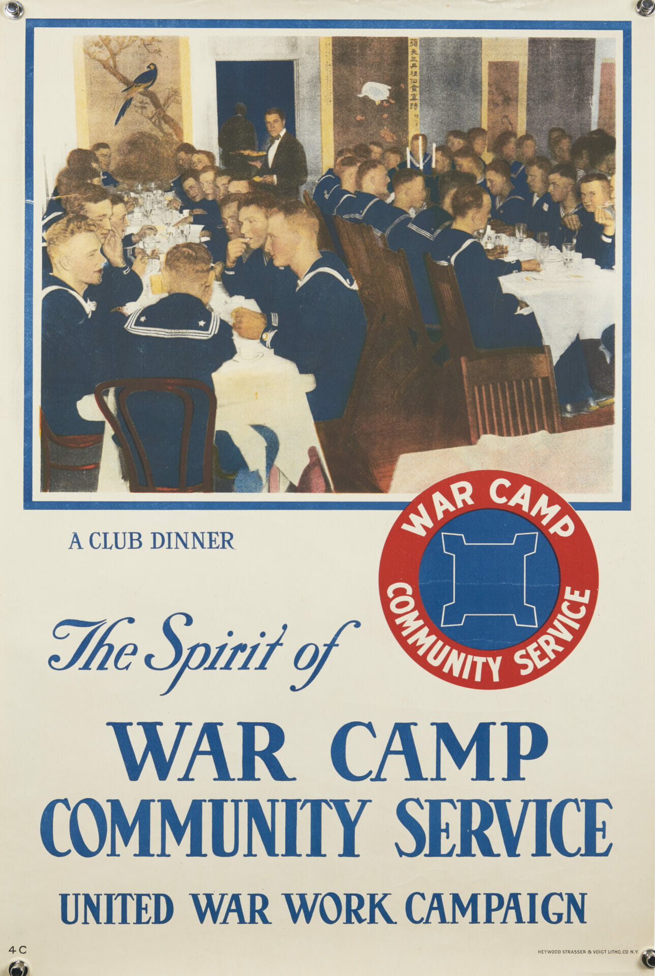 American WWI Patriotic Poster 'The Spirit of War Camp Community Service', 1918