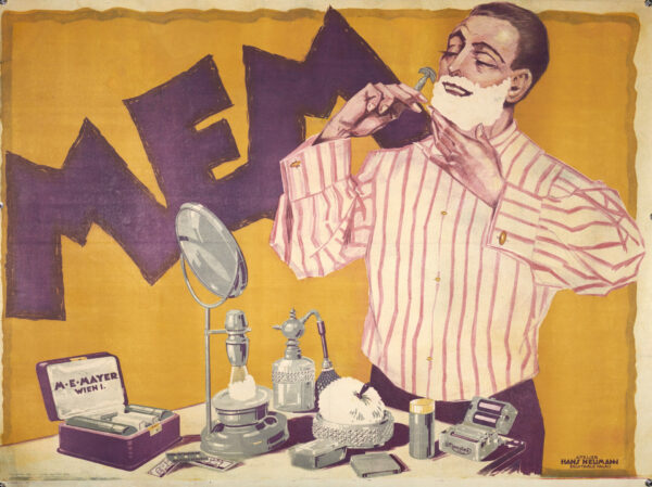 Austrian Men’s Shaving Cream Advertising Poster ‘MEM’ by Hans Neumann, 1920
