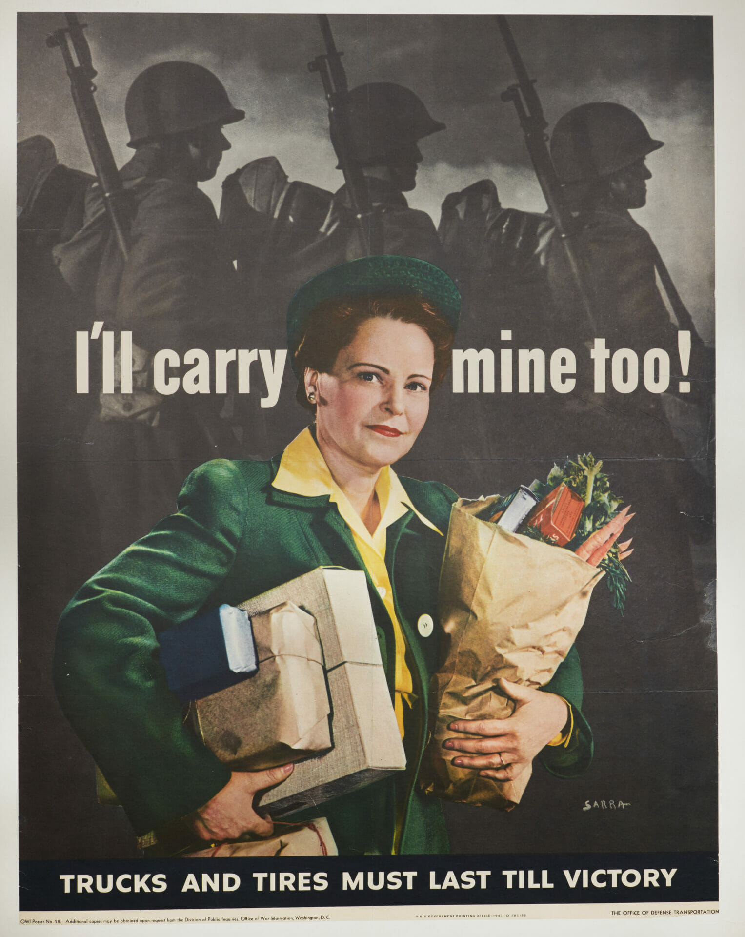 U.S. Government Homefront Poster 'Trucks and Tires Must Last Till Victory' by Sarra, 1943