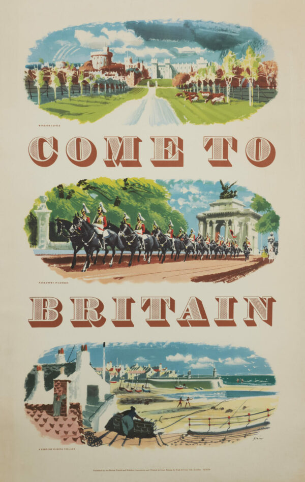 Original Vintage Travel Poster ‘Come to Britain’ by Xeria, 1954