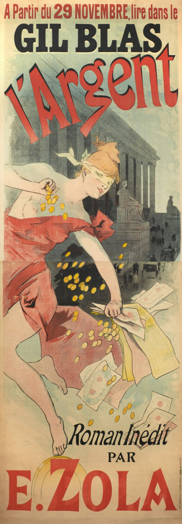 French Vintage Advertising Poster ‘L’ Argent’ by Jules Cheret, 1890’s