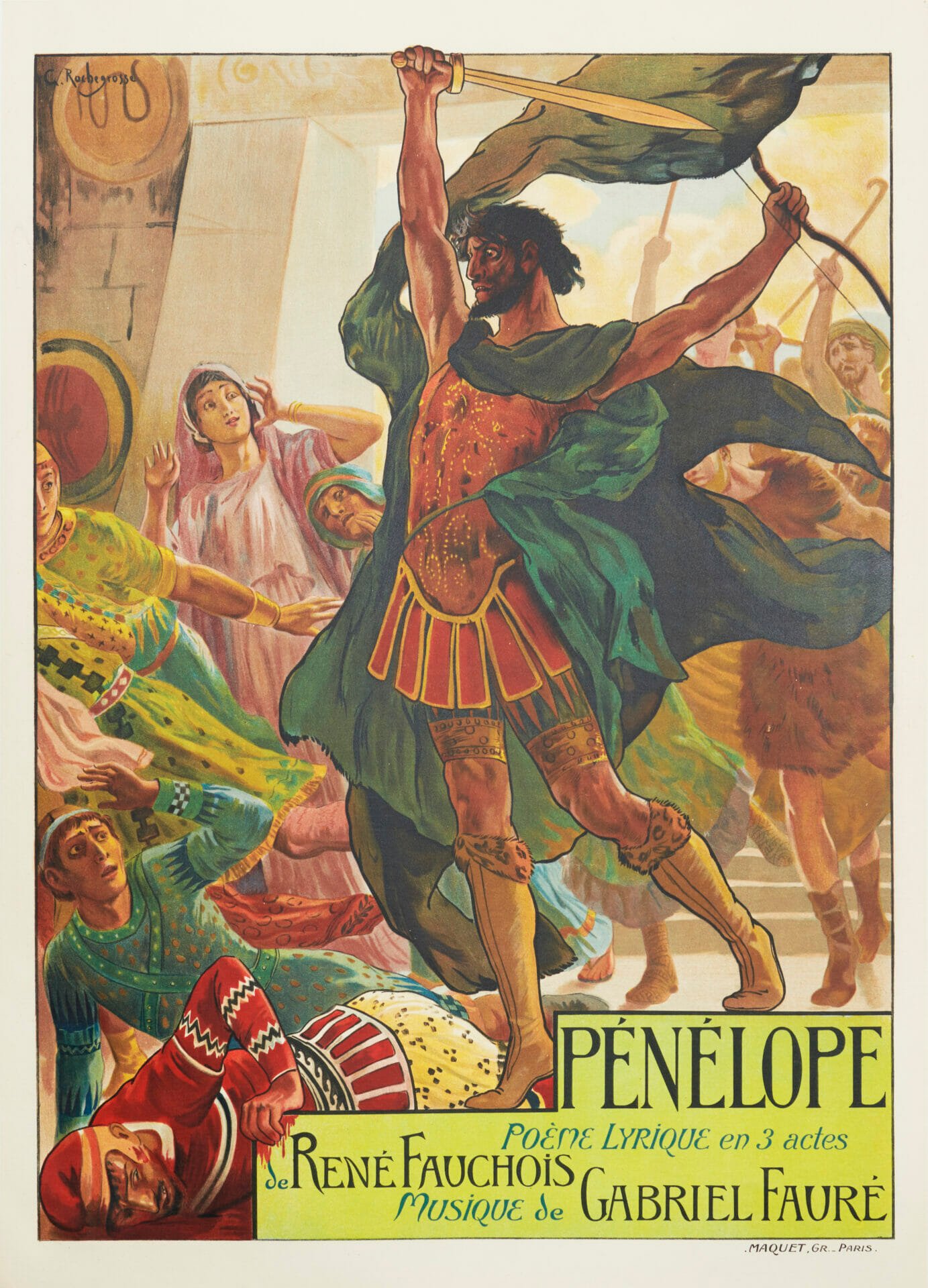 French Vintage Opera Poster for 'Penelope' by Rochgrosse, 1913