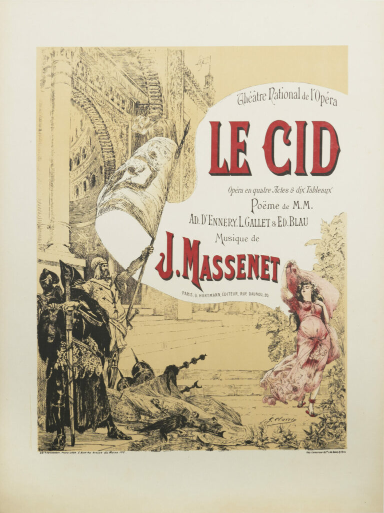 French Late 19th Century Opera Poster for ‘Le Cid’ by Clairin, 1885