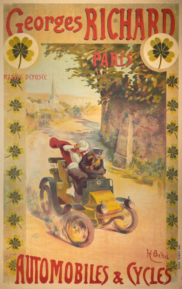 French Vintage Poster for Georges Richard Automobiles & Cycles by Behel, 1901
