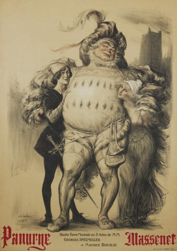 French Operetta Vintage Poster for Massenet’s ‘Panurge’ by Leandre, 1913