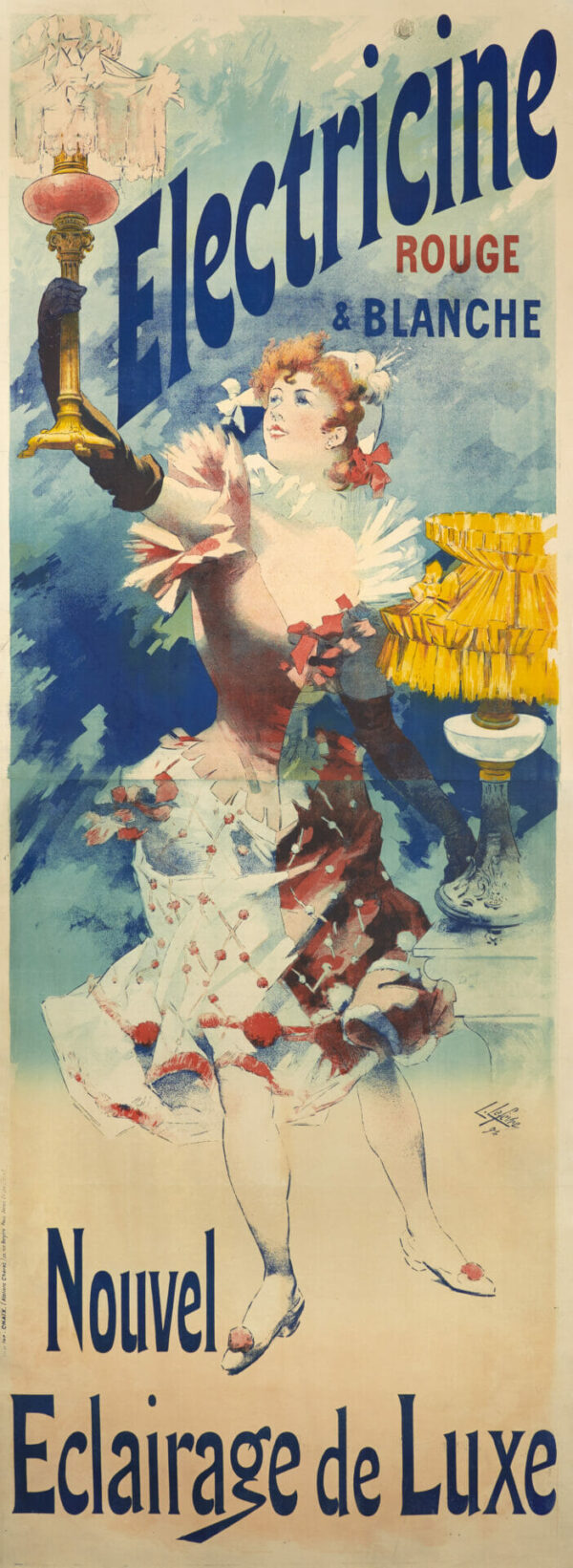 French Art Nouveau Heating Oil Poster ‘Electricine’ by Lefevre, 1894