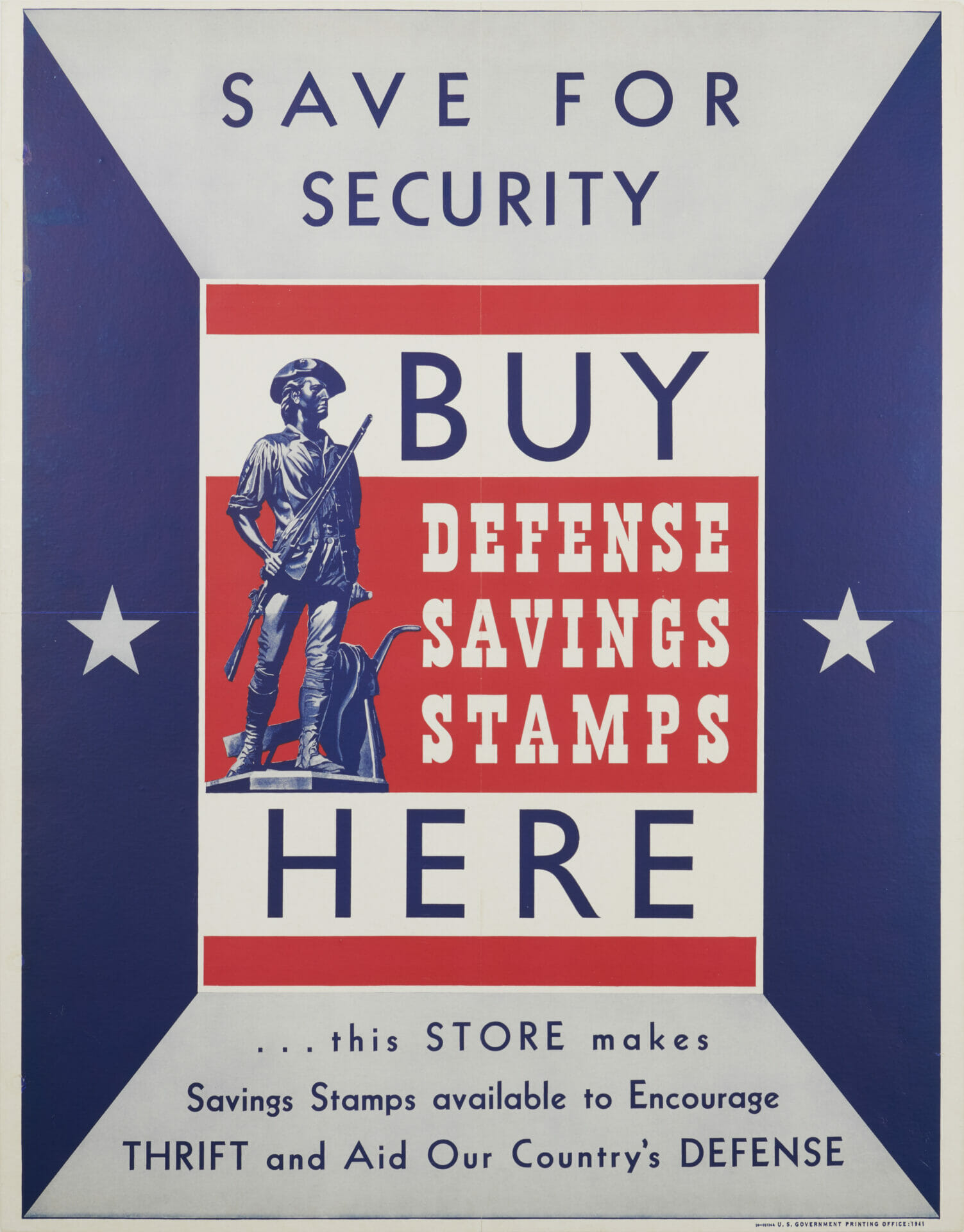 American WWII Bond Poster 'Save For Security', 1941