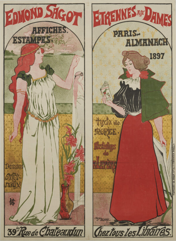 French Vintage Ad for Dealer of Posters, Prints & Books by Marie, 1897