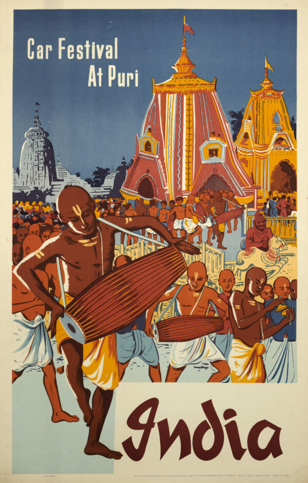 Tourism Poster for ‘Car Festival (Bamboo Floats) at Puri | India’, 1957