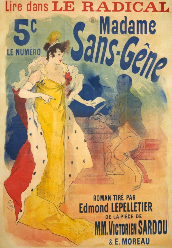 French Art Nouveau Book Poster ‘Madame Sans-Gene’ by Cheret, 1894