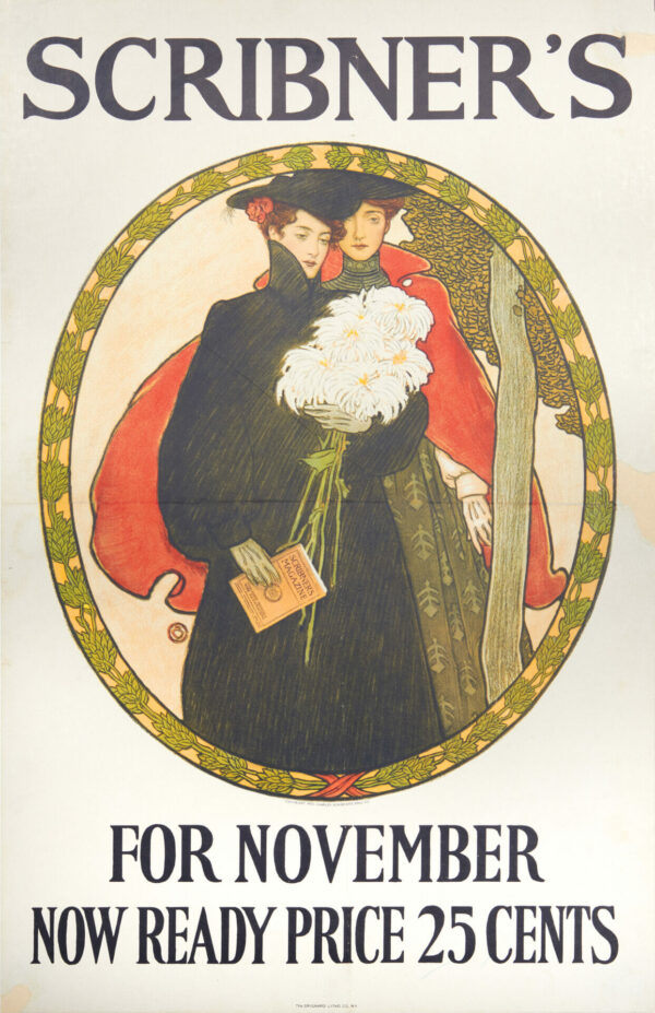 American Vintage Literary Poster for November Issue of ‘Scribner’s’ c.1903