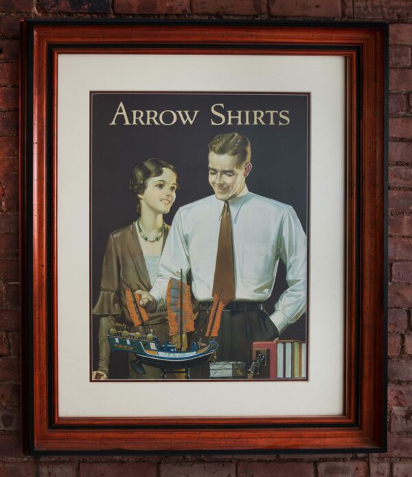 American Vintage Advertising Poster ‘Arrow Shirts (Theater)’ by Falter, 1930’s (Framed As Is)