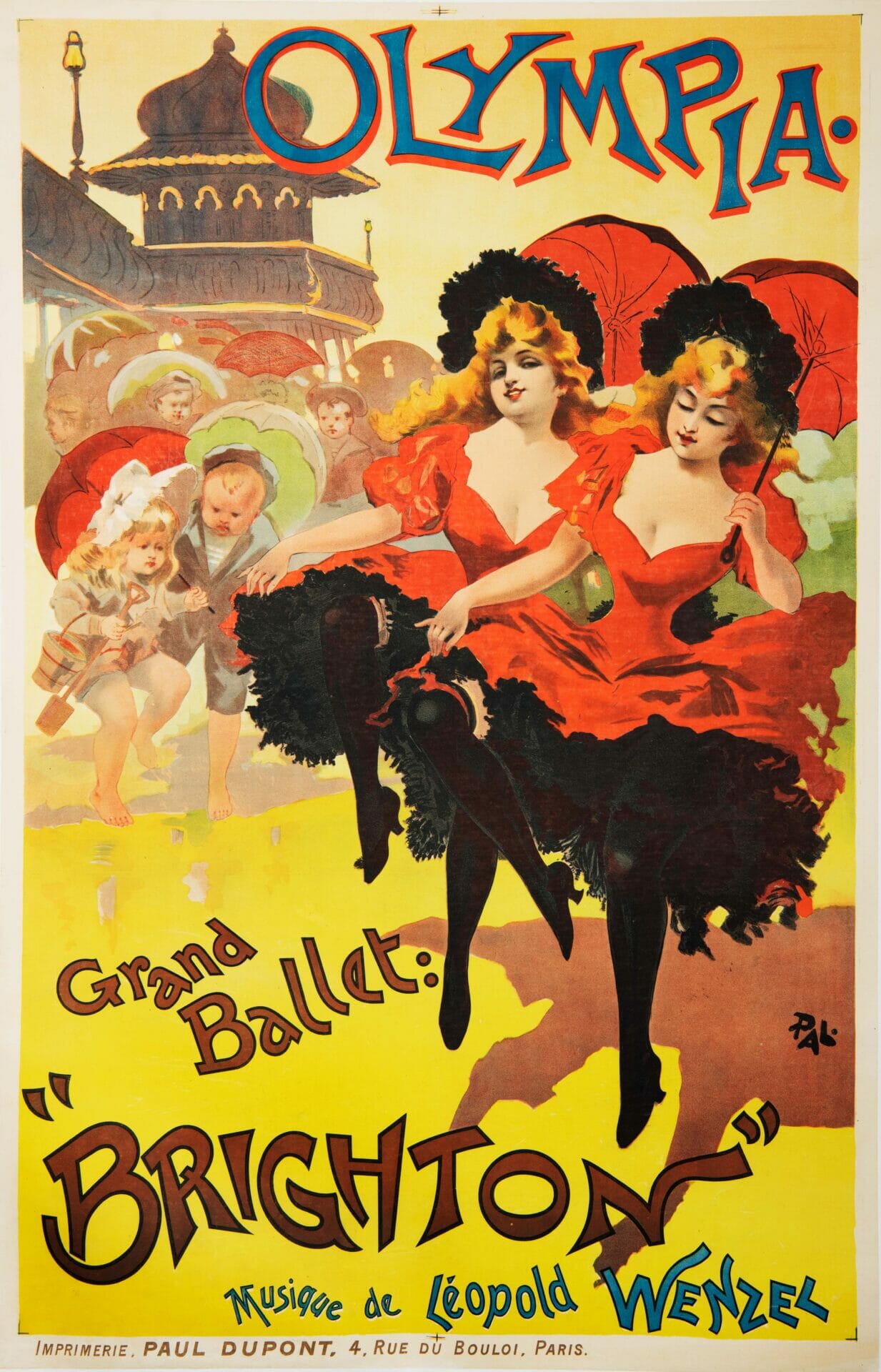 French Vintage Ballet Poster 'Brighton at the Olympia' by Pal, 1894