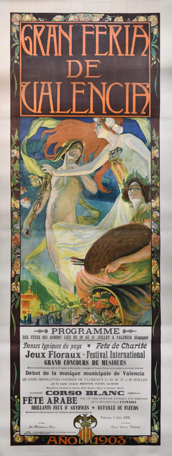Spain Vintage Advertising Poster ‘Gran Faria De Valencia’ by Mongrell, 1903