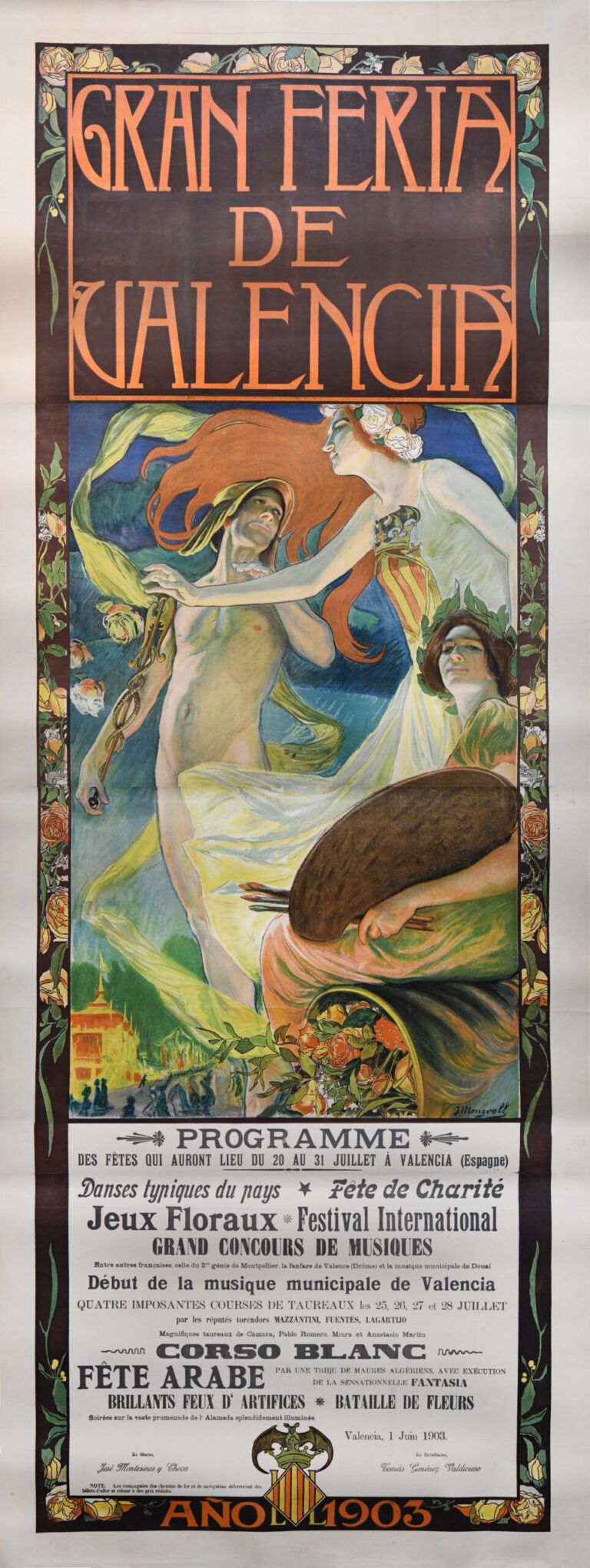Spain Vintage Advertising Poster ‘Gran Faria De Valencia’ by Mongrell, 1903