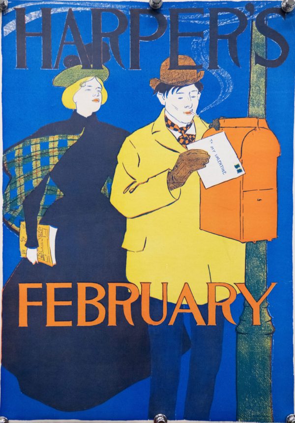 American Vintage Poster ‘Harper’s-February’ by Edward Penfield, 1895