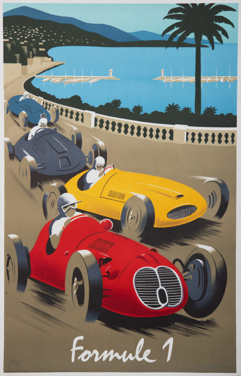 French Vintage Advertising Poster ‘Formule 1’ (Hand Signed) by Fix Masseau, 1988.