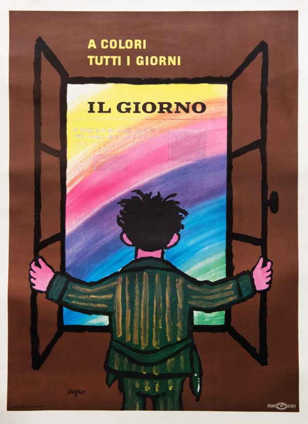 Vintage Italian Advertising Poster ‘IL Giorno’ by Savignac, 1965