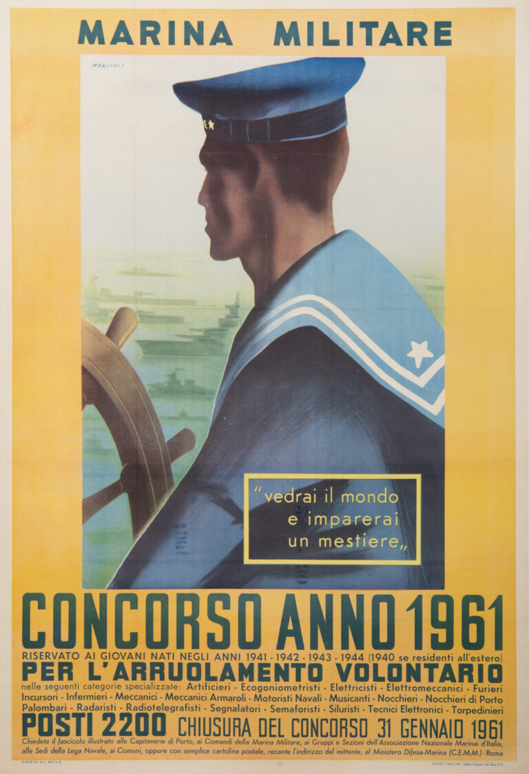 Vintage Italian Navy Recruitment Poster ‘Marina Militare’ 1950