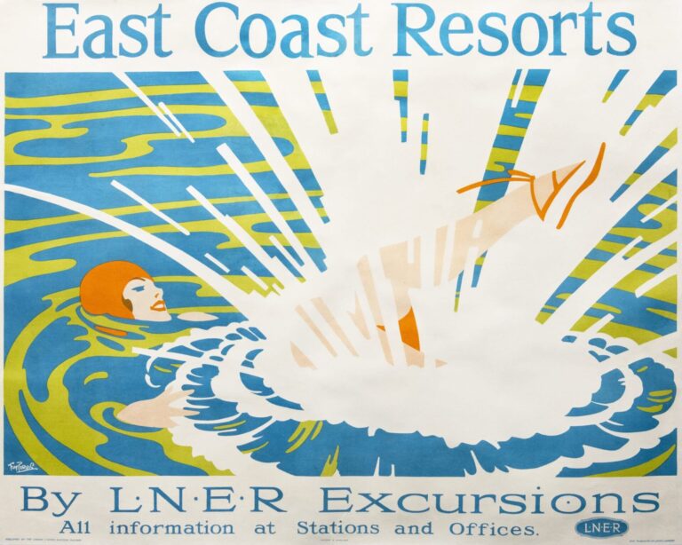 Vintage British Advertising Poster “East Coast Resorts” by Purvis, 1925