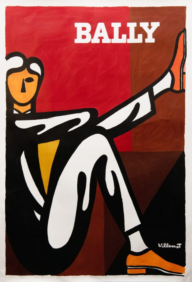 French Vintage Advertising Poster “Bally (Man)” by Villemot, 1980’s