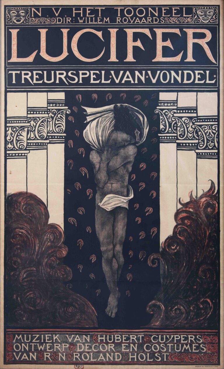 Vintage Dutch Advertising Poster 'Lucifer/Treurspel Van Vondel