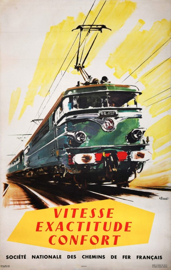 French Vintage Advertising Poster ‘Vitesse Exactitude Confront’ by Brenet, 1958