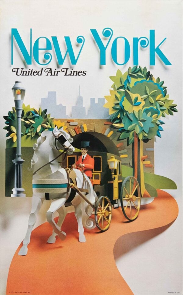 American Vintage Advertising Poster “United Airlines New York”, 1971