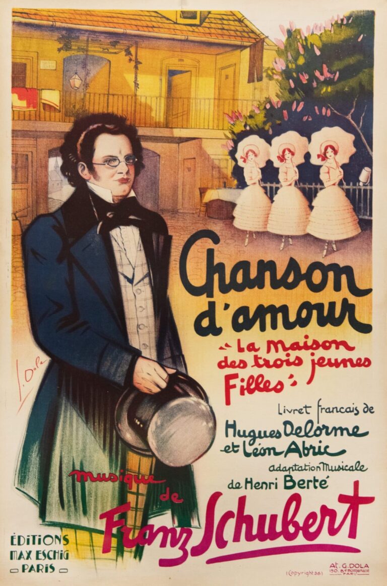 French Theater Poster ‘Chanson D’Amour/Franz Schubert’ by Dola, 1936