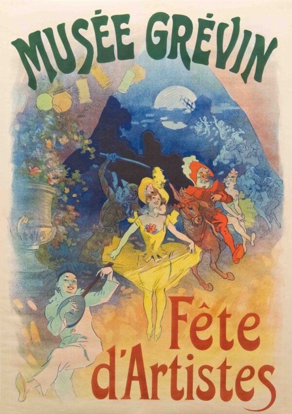 French Vintage Poster “Musee Grevin | Fete d’Artistes” by Jules Cheret, 1900