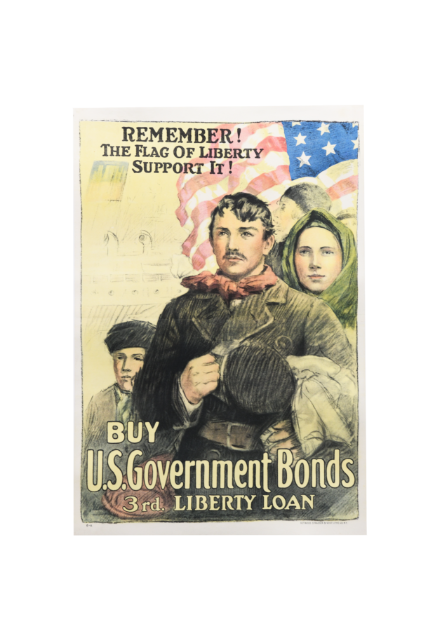 World War I Advertising Poster ‘Remember! The Flag of Liberty Support it!’ circa 1918