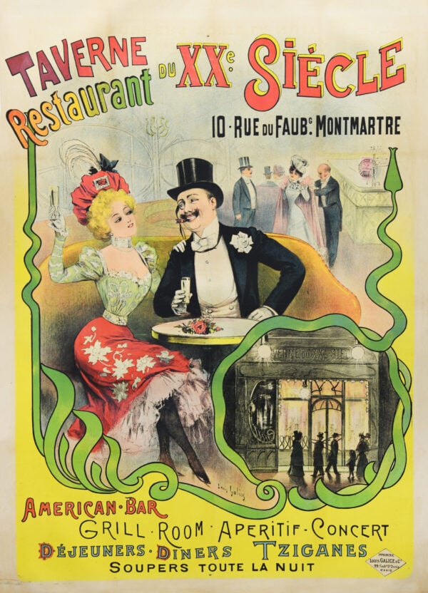 French Vintage Poster “Taverne Du XXe Siecle” by Galice, 1890’s