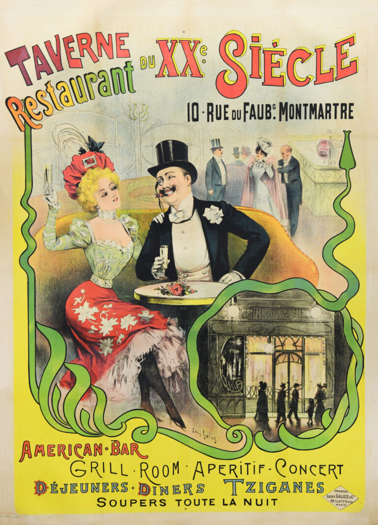 French Vintage Poster “Taverne Du XXe Siecle” by Galice, 1890’s