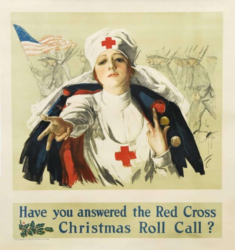 America Vintage Poster “Christmas Roll Call?” by Harrison Fisher, 1918