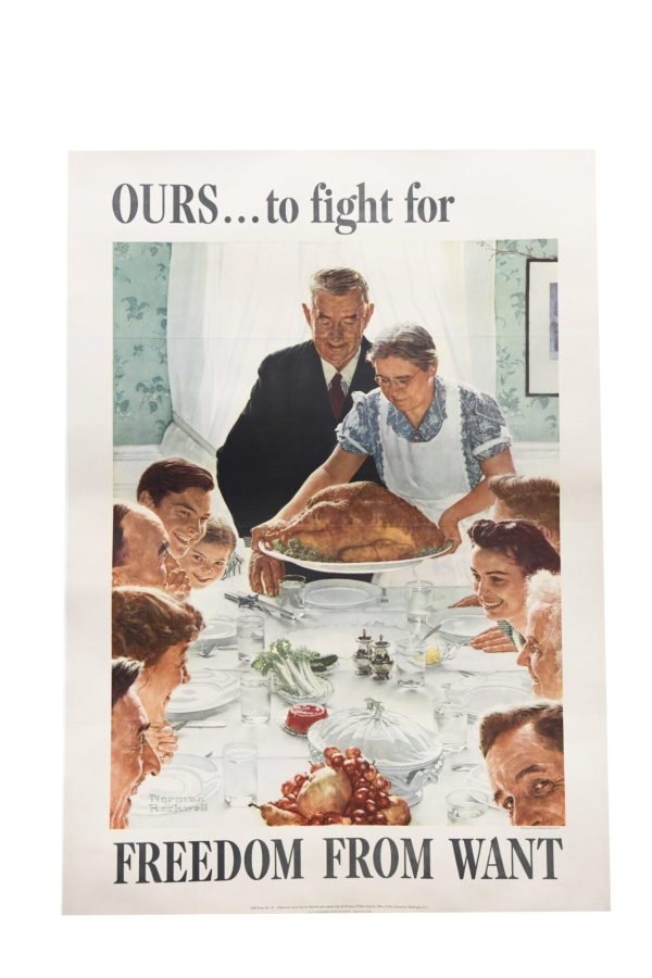 World War II Advertising Poster ‘Freedom-Freedom From Want’ by Norman Rockwell circa 1943