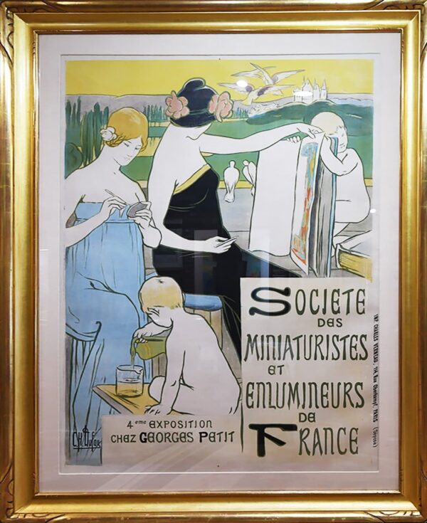 French Vintage Poster “Societe Des Miniaturistes Et Enlumineurs” by Clementine Helene Dufau, 1898