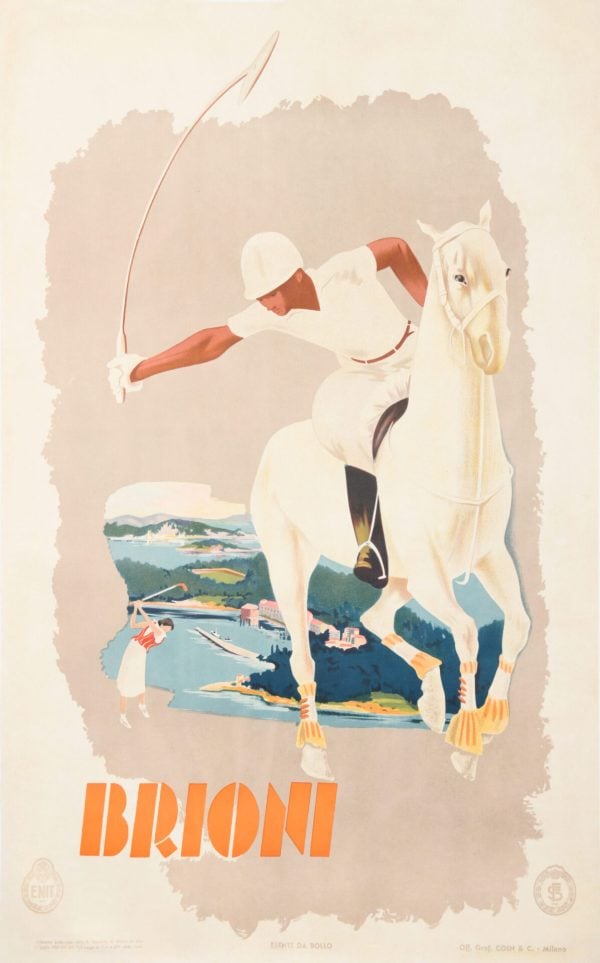 Italian Art Deco Vintage Travel Poster “Brioni”, 1935