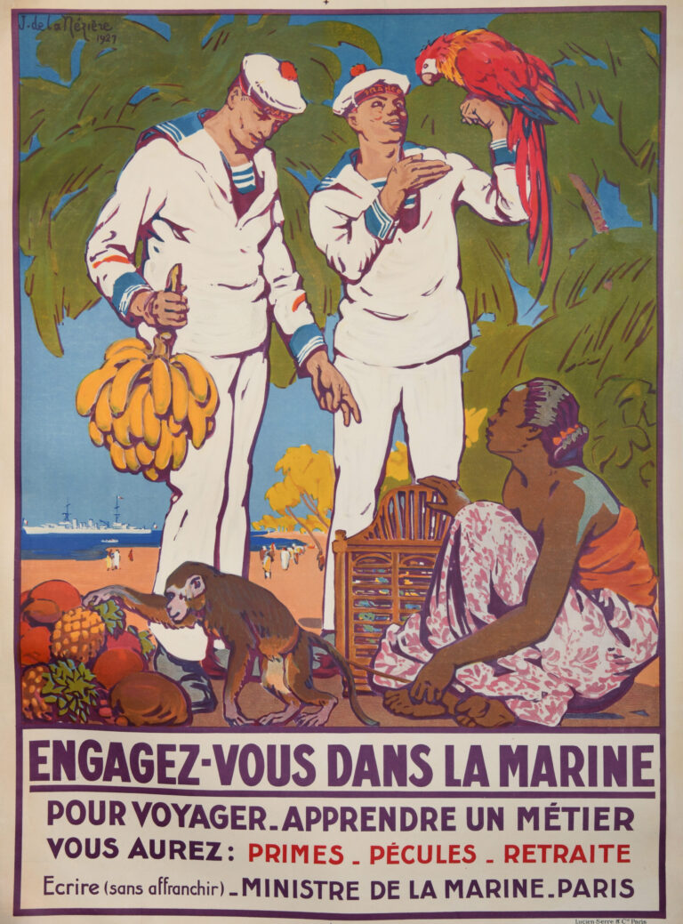 French Vintage Adveritsing Poster ‘Engagez-vous Dans La Marine’ by Jacques Davial de la Neziere