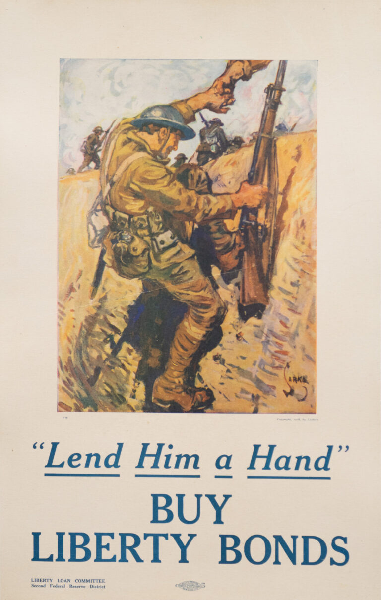 World War I Advertising Poster ‘Lend Him a Hand’ by Charles Sarka, 1918