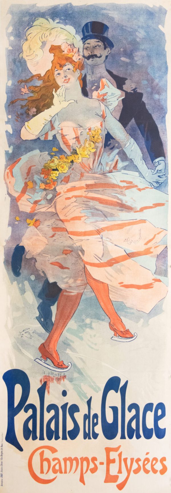 French Vintage Skate Poster ‘Palais De Glace’ by Jules Cheret, 1900