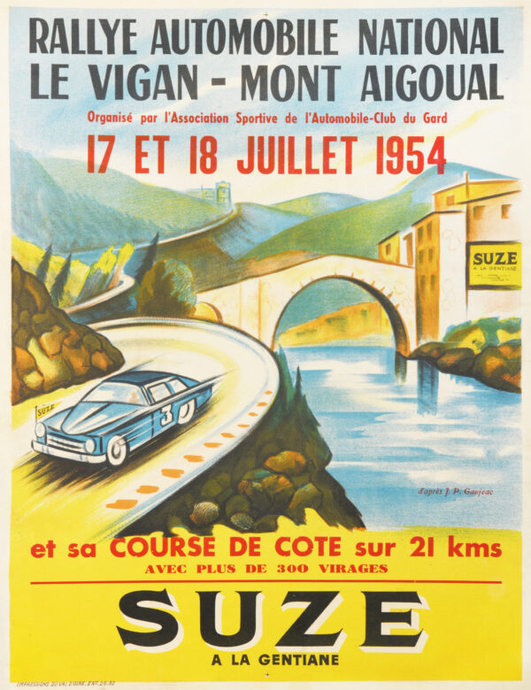 French Vintage Advertising Poster for Racing ‘Suze” by J.P Gaujeac