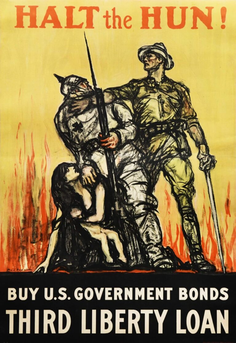 American Vintage Poster ‘Halt the Hun’ by Henry Raleigh, 1918