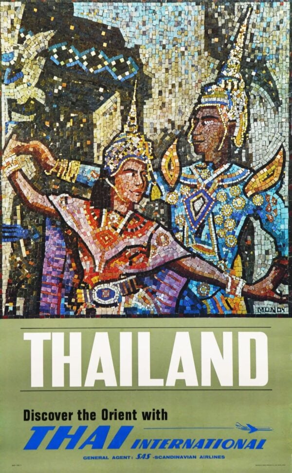 Japanese Vintage Travel Poster ‘Thailand | Thai International’ by Munoy, 1960’s